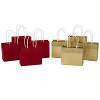 Hallmark 5" Small Christmas Gift Bags Assortment, Red and Gold Foil (Pack of 8 Holiday Paper Bags for Wrapping Gifts for Teachers, Neighbors, Coworkers and More)