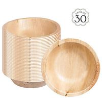 Cubicity JSC Palm Leaf Round Bowl 5 x 5 Inch 30 Pieces, Eco Friendly Biodegradable Disposable Bamboo Party Supplies Dinner Lunch Kitchen Tableware Home Food Snack Serving Plates, Natural Palm Leaf