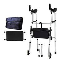 Walkers for Seniors Medical Folding Walker,with Wheels Adjustable Height and Detachable Legs Can Support Arms to Assist Walking Lower Limb Training Device,Black,T2