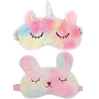 Icevog 2 Pack Best Sleeping Mask Cute Cartoon Animal Blind Fold Eye Cover for Travel Night Sleep