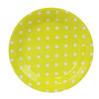 Remeehi 7" Round Dot Birthday Party Paper Plates 20 Count Dessert Plates (Yellow)