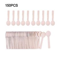 150 PCS Mini Wooden Spoons, Messar Wood Spoons Ice Cream Spoons Dessert Spoons Round Spoons Disposable Eco-Friendly Biodegradable Compostable Set for Parties, Events and Weddings (150 Pcs)