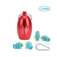 LANVO Noise Cancelling Ear Plugs for Sleeping - Reusable Silicone Ear Plugs for Studying, Hearing Protection Ear Plugs for Working Shooting Snoring Motorcycles and Swimming- 2 Pairs with Travel Case