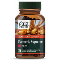 Gaia Herbs, Turmeric Supreme Heart, Turmeric Curcumin Supplement, Promotes Heart Health with Black Pepper, Resveratrol, Quercitin, Organic Hawthorn, Vegan Liquid Capsules, 60 Count