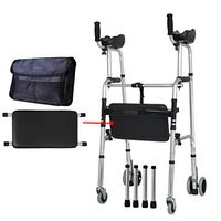 4 Wheel Rolling Walker with Wheels, Seat, and Bag - Folding Rollator Walker for Seniors- Walking Aids Lightweight Aluminum Supports up to 440 lbs