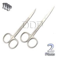 DDP Dental Iris Scissors Straight and Curved 4.5" Veterinary First Aid Cutting Orthodontics 2 Pieces Instruments