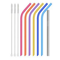 Wiserware Kids Silicone Drinking Straw Set of 10-Reusable Silicone Smoothie straw 6pcs,Boba Drinking Straws 1 pc and 3 pcs Cleanning Brushes for 20oz 30ozTumblers.