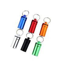 6 Pieces Waterproof Aluminum Alloy Keychain Pill Holder Bottle First AID Container Pill Case with Key Ring Assorted Color