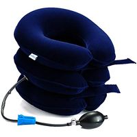 Cervical Neck Traction Device - FDA Registered - Inflatable & Adjustable Neck Stretcher Collar, Instant Pain Relief for Chronic Neck and Shoulder Pain ✮ Bonus Therapy Massage Ball (Dark Blue）