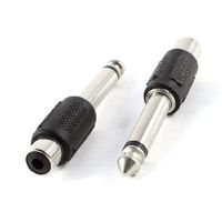 Water & Wood RCA Female to 6.35mm Male Single Track Design Stereo Audio Connector 2 Pcs