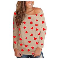 FORUU Blouse for Womens Long Sleeve,2020 Spring Off Shoulder Blouse Fashion Heart Prints Valentines Sexy Tshirt Sweatshirt Work Casual Tops Plus Size Shirts