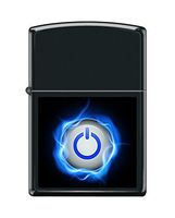 Zippo"Power Button" Black Matte Windproof Lighter (Green)