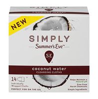 Summer's Eve Simply Cloths | Coconut Water |14 Count | Pack of 1 | pH Balanced, Free from Harsh Chemicals and Dyes