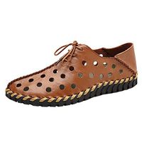Mens Hollow Out Oxfords Shoes, Males Perforated Lace up Shoes Solid Modern Classic Flats Shoes