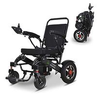 Fold & Travel Lightweight Motorized Electric Power Wheelchair Scooter, Aviation Travel Safe Electric Wheelchair (19 INCHES SEAT Width) (Black)