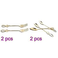 UHBGT Stainless Steel Butterfly Coffee Drink Spoon Fork Hanging cups Tableware Kitchen Supplies Tool (2pcs spoon + 2 pcs fork)