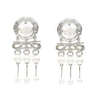 Tanwpn New Fashion Metal Pearl Geometric Round Creative Earrings For Ladies Girls Jewelry Gift (Gold)