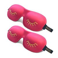 SMUG Eyelash Friendly Contoured 3D Blackout Beauty Sleep Mask/Eye Mask Twin Pack Set, Pink Wink Print