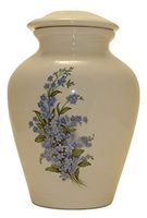 Blue Forget me nots Urn- Cremation Urn or Keepsake for Ashes - Hand Made Pottery (Large 136 Cubic Inches)