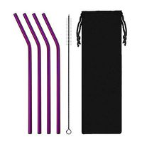 XFentech Reusable Straws with Cleaning Brush - Stainless Steel Straws Beverage Coffee Straws