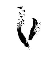 Birds and feathers Vinyl Decal Sticker (BLACK)
