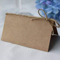 100x Brown Kraft Paper Blank Card Wedding Place Name Table Card Twine Bow