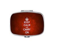 Rectangle Pill Case - Keep Calm and Carry on Custom Fashion Style Pill Box - 2 Compartments Pill Box/Pill case