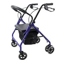 ZXGFA Folding Four Wheel Rollator Walker, Lightweight Elderly Walker with Padded Seat, Adjustable Height Limited Mobility Aid for Car Boot, Travel and Flight,B