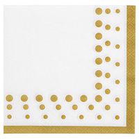 Creative Converting 317842 Sparkle and Shine Gold Paper Lunch Luncheon Napkins, 6.5" x 6.5", White & Gold