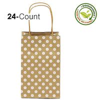 GIFT EXPRESSIONS Premium Quality Natural Brown Kraft Bag, Birthday Party Gift Favor Bag Set, Biodegradable Paper (24CT, Polkadots Small)