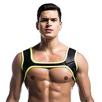 Fine Mens Neoprene Harness Wrap Brace Sports Double Shoulder Protector Muscles Protector Fitness Sports Injury Prevention and Recover (Black, M)