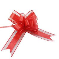 Norbi 10 Wedding Pull Flowers with Tulle Tails Christmas Pull Bows for Wedding Car Door Fruit Basket Gift Box-Red