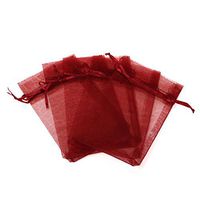 Equal Sign 50PCS 8x12 Organza Drawstring Pouches Jewelry Party Wedding Favor Gift Bags (Wine red)
