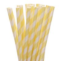 Pale Yellow Striped Paper Straws (75)