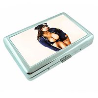 Indiana Pin Up Girls Indy USA S4 Silver Cigarette Case Metal Wallet Id Holder 4" X 2.75" RFID Protection