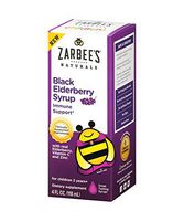 Zarbee's Naturals Children's Black Elderberry Syrup for Immune Support* with Real Elderberry, Vitamin C, and Zinc, 4 Ounce Bottle
