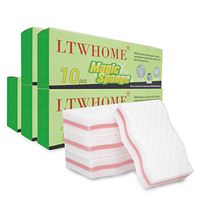 LTWHOME Cuty Pink Interlayer Magic Cleaning Wave Type Sponge High Density Melamine Foam 3.93" X 2.36" X 1" (Pack of 50)