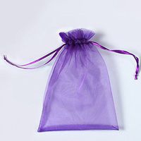 BZCTAH 100 Pcs Transparent Organza Bags Drawstring Jewelry Bags, 16 x 22cm Multicolor with Drawstring Gift Pouch Candy Bags,Purple#2