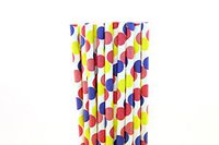 Giant Polka Dot Paper Straws - Pink Blue Yellow (50)