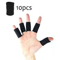 SQDeal 10pcs Finger Sleeves Splint Thumb Support Brace Protector Breathable Elastic for Relieving Pain Calluses Arthritis Knuckle,Basketball,Tennis,Cricket, Volleyball,Badminton,Boating (Black)