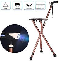Teflogo-Walker Folding Walking Cane with seat, Portable Stool Foldable Chair Retractable Lightweight Walking Stick with LED Light Angle for Elderly Outdoor Travel Fishing Rest Stool,Brown