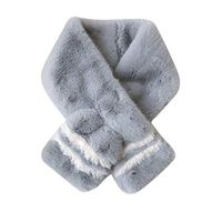 Theoylos Womens Winter Scarf Fashion Faux Fur Scarf Ladies Stripes Fleece Scarves Warm Scarf Soft Plush Shawl Wraps Gray
