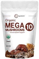 Sustainably US Grown, Organic Mega 10 Mushroom Complex Powder for Immune System Booster, 10 Ounce (284 Grams), Chaga Mushroom, Lions Mane, Turkey Tail, Cordyceps, Reishi Mushroom & More, Vegan