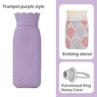 Hot Water Bottle, Heating Bottle Environmental Silicone Hot Water Bottle with Knit Cover, Hot & Cold Therapies - Great for Pain Relief,Hand Warmer,Valentine's Day,Gift Exchange Pary (Long, Purple)