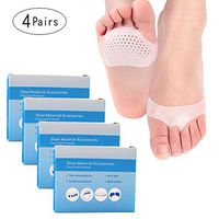 Metatarsal Pads, 4 Pairs Breathable Ball of Foot Cushions, Forefoot Soft Gel Cushioning, Foot Pain Relief Prevent Calluses Blisters for Men and Women (White, Honeycomb Style)