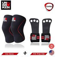 Unbrokenshop.com Cross Fitness Knee Sleeves +Wrist Wraps Grips Combo Kneecap Support Men Women Compare Rehband Rocktape Size S,M,L, XL 7mm Protect joelheira Weightlifting (L)