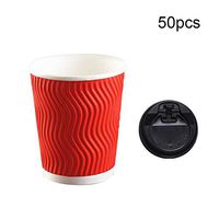 ZFRANC Premium Quality Water Tumbler, Thickening Anti-scalding Corrugated 2-layer Paper Cups with Lids, [50 Pack] Disposable Paper Cups for Home Office