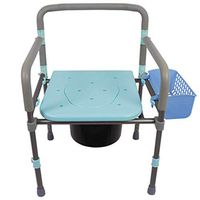 XWZJY Bedside Commode Folding Bariatric Toilet Seat Pregnant Bath Stool with Handles and Bucket Height Adjustable Safety Steel Frame for Seniors, Disabled