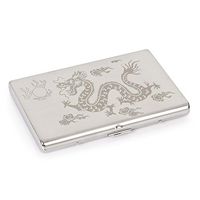 Carved Chinese Dragon Stainless Steel Metal Cigarette Case Holder Box for King Size or 100's Cigarettes