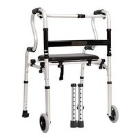 Wheelchair Medical Equipment Folding Lightweight Walking Frame with Seat Plate Aluminum Walker, Height Adjustable Walker Assist Devices (Size : with Wheel)